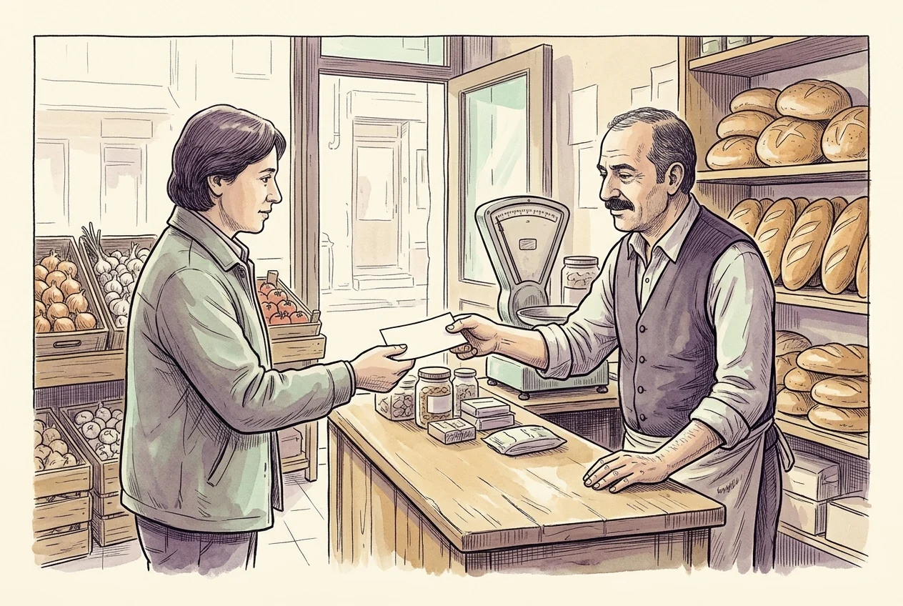 Kâğıdın kendisinden çok kabulüne dayanan itibari para ve alışveriş ilişkisi.