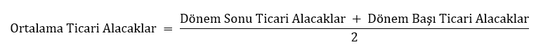 Dönem başı ve dönem sonu ticari alacakların ortalaması.