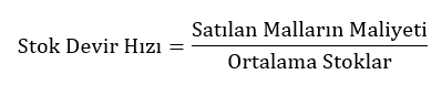 Stok devir hızı hesaplama formülü.