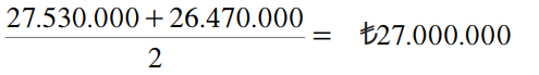 Ortalama stok tutarının 27 milyon lira olarak hesaplandığı örnek.