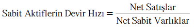 Sabit aktiflerin devir hızı hesaplama formülü.