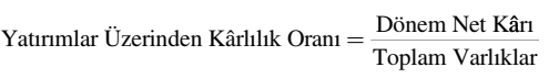 Yatırımların kârlılık oranı hesaplama formülü.