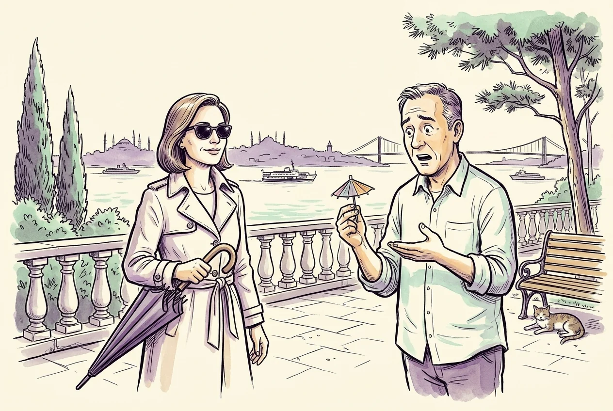 Farklı olasılıklar için önceden hazırlık yapmayı anlatan karikatür.