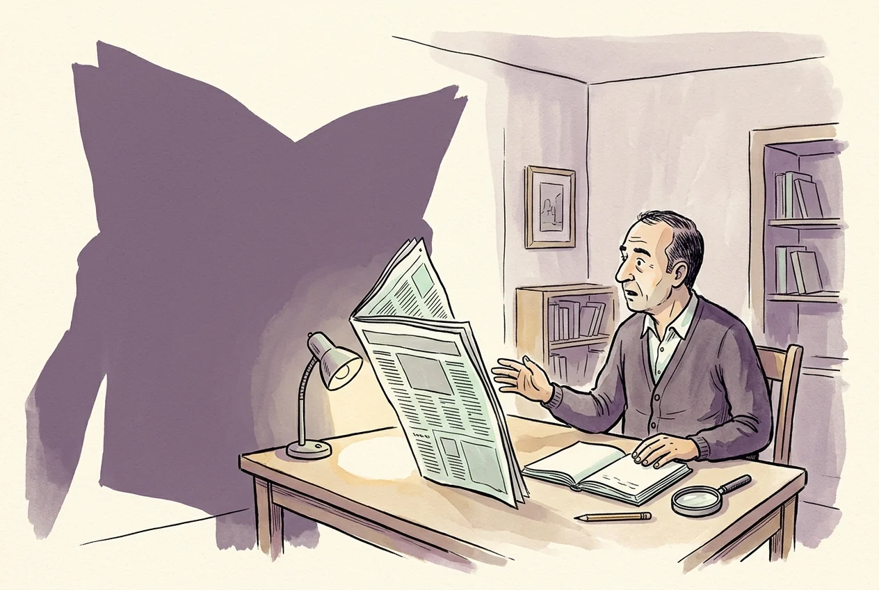 Haberlerin piyasa algısı üzerindeki güçlü etkisini anlatan karikatür.