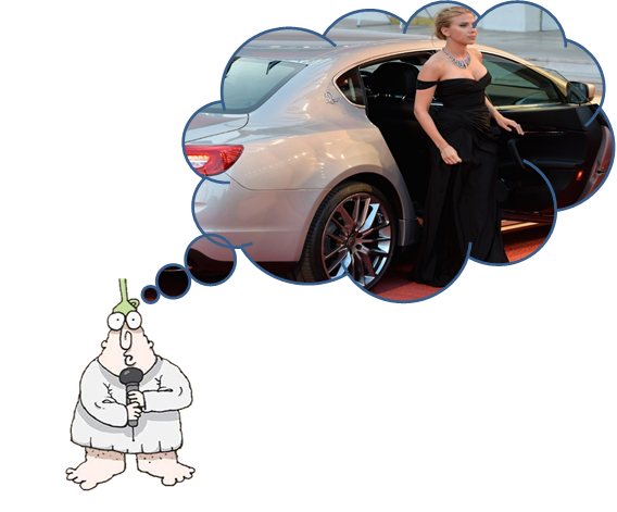 Fibonacci dersi içindeki karikatür ve otomobil fotoğrafından oluşan mizahi görsel.