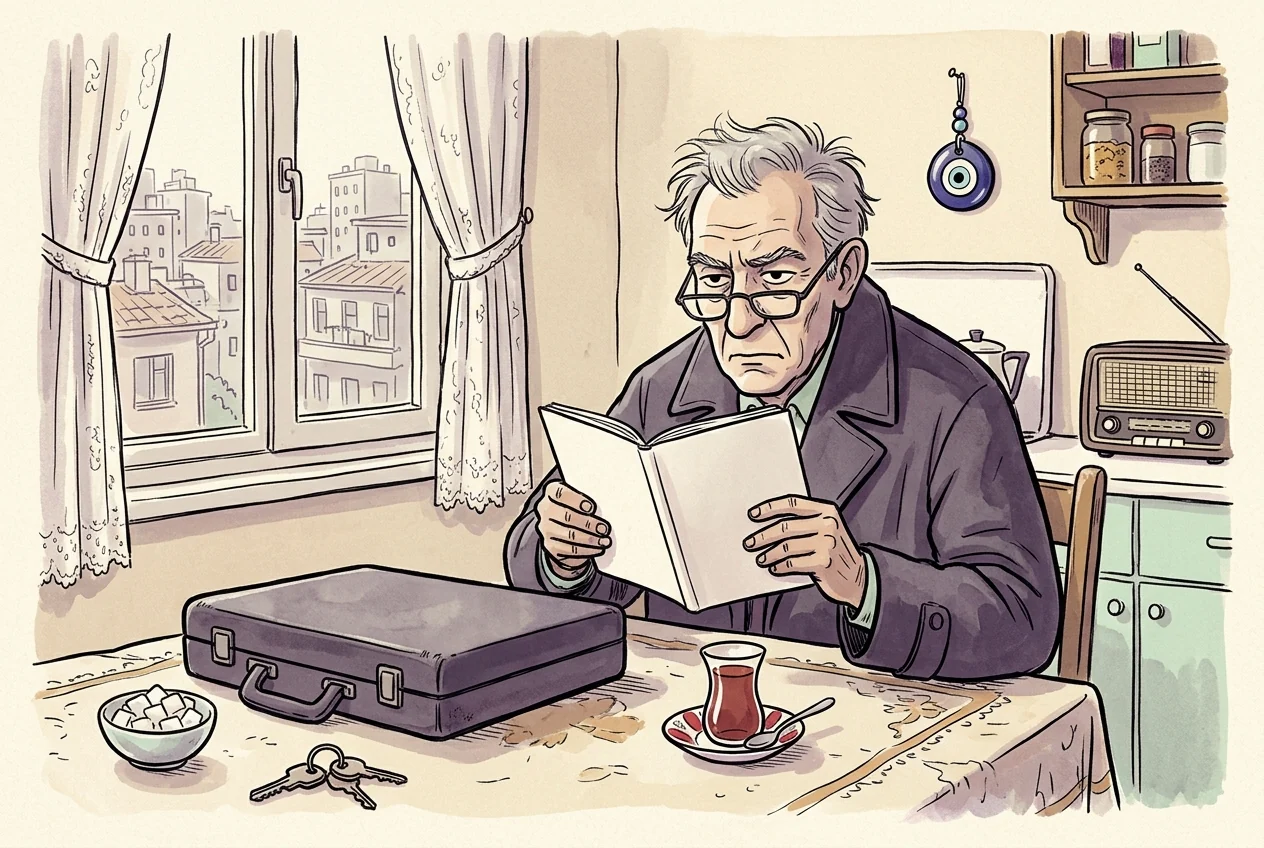 Marj çağrısı örneğindeki soğukkanlı emekli casusun temsili karikatürü.