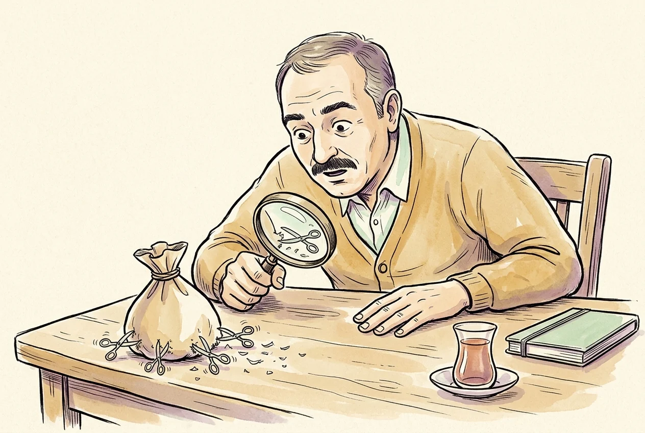 İşlem maliyetlerinin bakiyeyi azar azar azaltmasını anlatan karikatür.