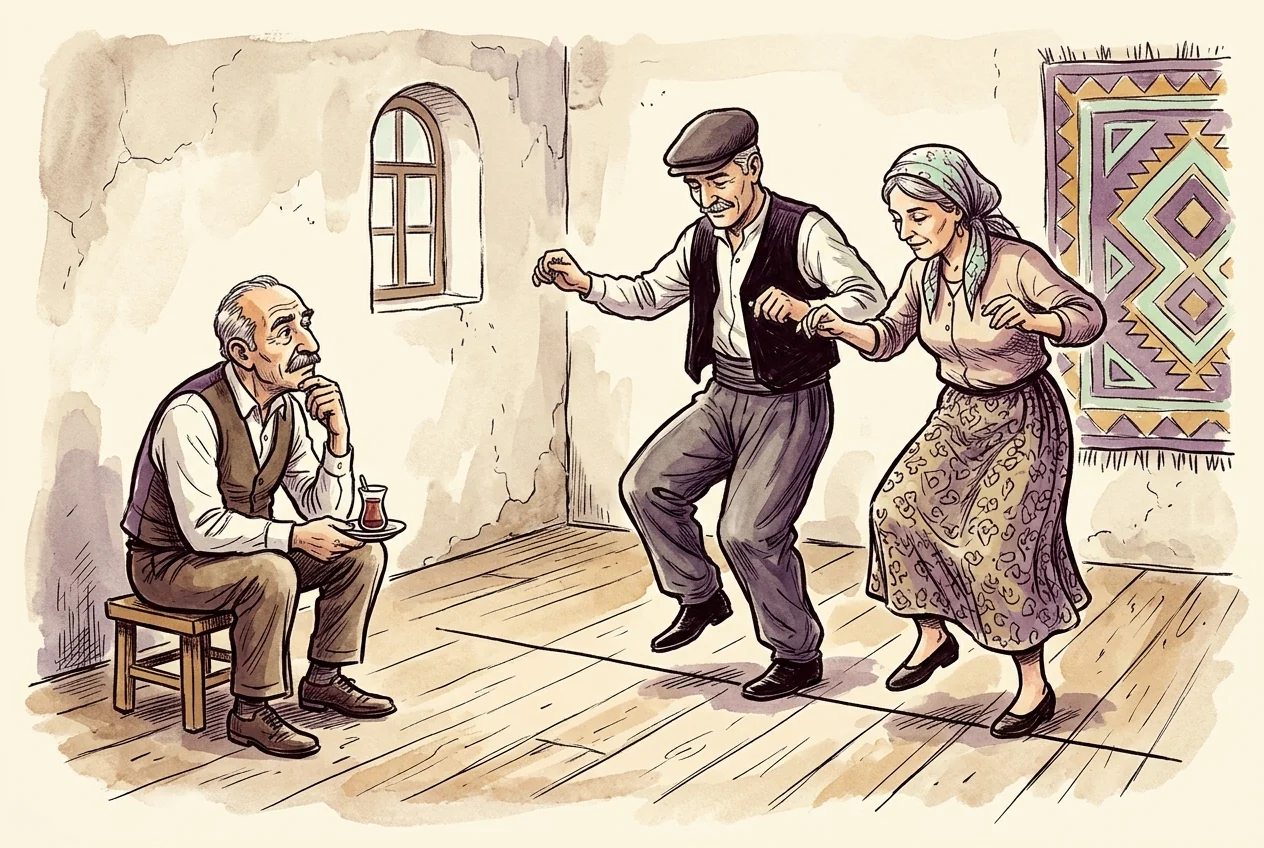Birlikte hareket eden dansçılarla para birimi korelasyonunu anlatan karikatür.