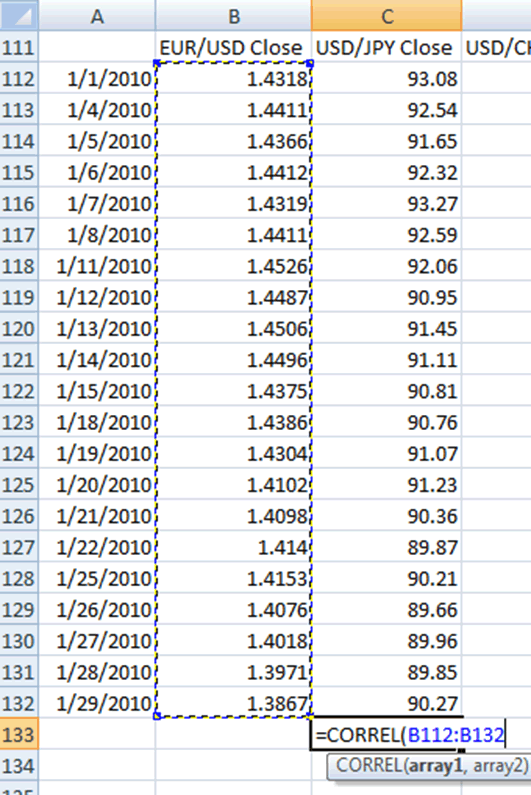 Excel ile Para Birimi Korelasyonu Nasıl Hesaplanır?: ders ekran görüntüsü, örnek 5.