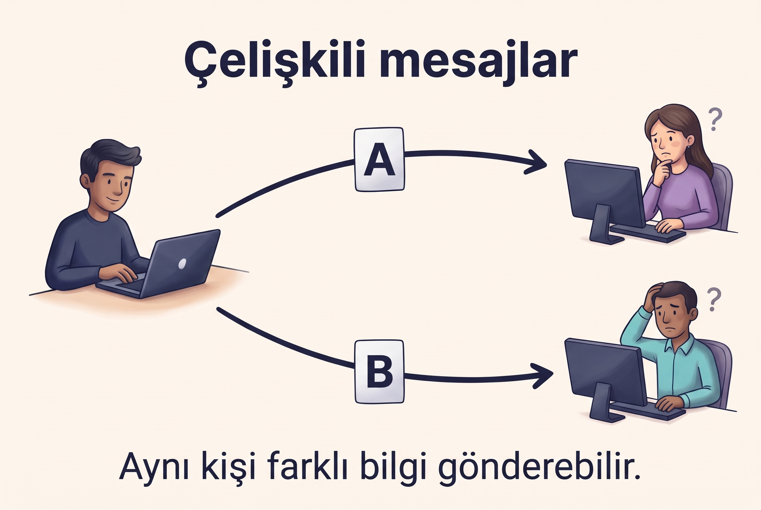 Ağdaki bir katılımcının iki farklı alıcıya çelişkili bilgiler göndermesi.